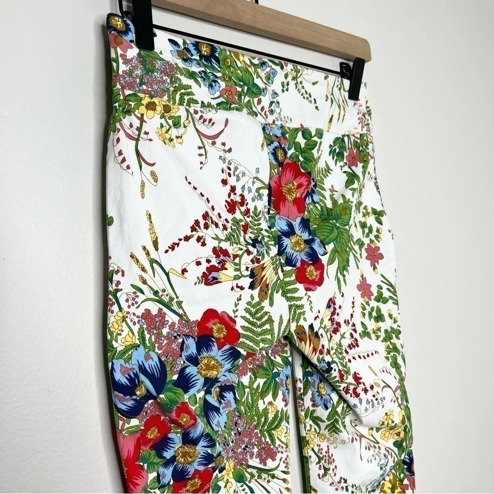 Soft Surroundings Women’s In‎ Bloom Pull On Ankle Pants White Floral Size XS